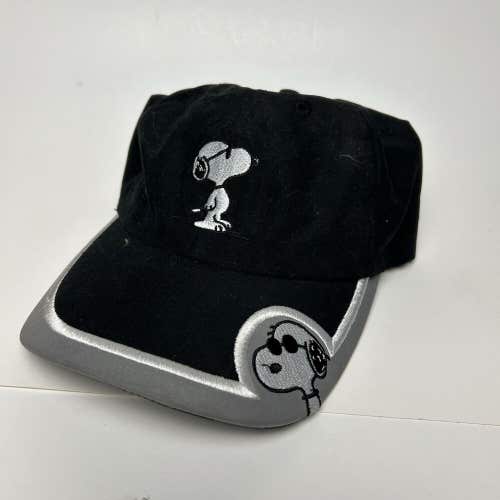 Y2K Camp Snoopy Cedar Point Hat Cap Joe Cool Charlie Brown Black Adjustable