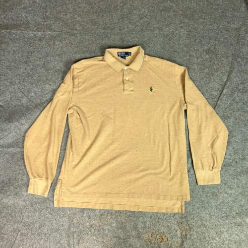 Vintage Polo Ralph Lauren Mens Polo Shirt Extra Large Tan Green Pony Preppy Top