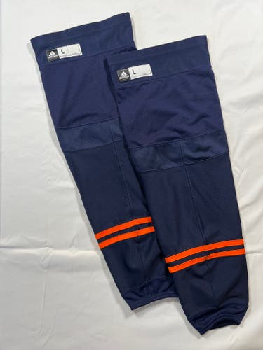 NEW Edmonton Oiler Pro Stock Alternative Senior Large Adidas Socks Made in Canada