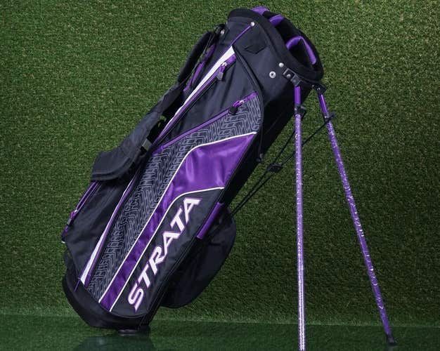 STRATA LADIES STAND BAG 7 WAY DIVIDERS WOMEN’S GOLF BAG, BLACK/PURPLE ~ NEW!!