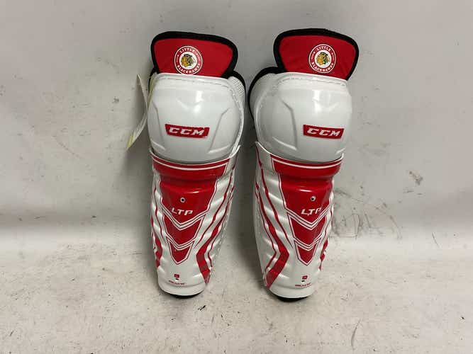 Used Ccm Ltp Little Blackhawks 10" Hockey Shin Guards