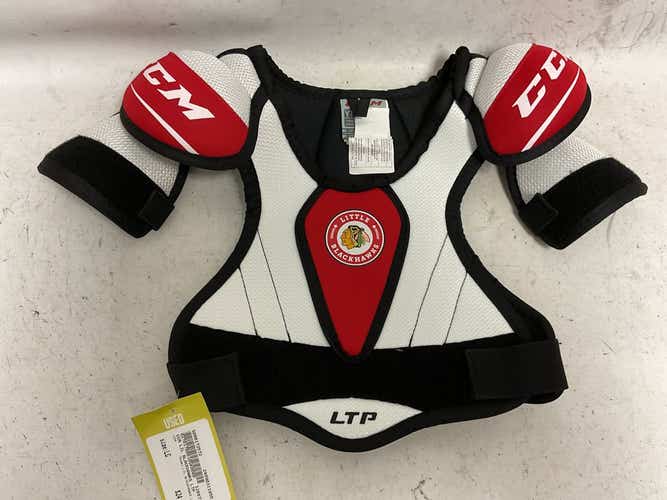 Used Ccm Lil Blackhawks Ltp Lg Hockey Shoulder Pads