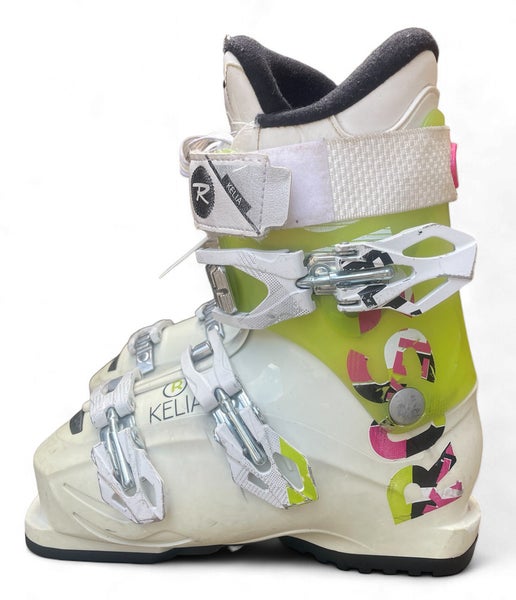 ​WOMEN’S ROSSIGNOL KELIA RENTAL SKI BOOTS (WHITE/BRIGHT YELLOW) NEW HEELS & TOES