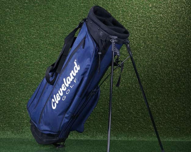 CLEVELAND GOLF STAND BAG 4 WAY DIVIDERS GOLF BAG, BLACK / BLUE ~ L@@K!!