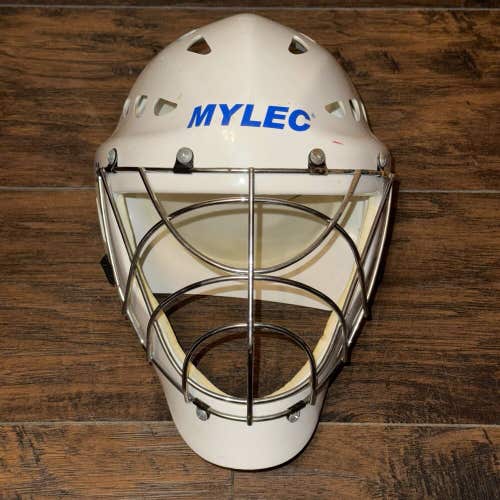 Vintage Mylec Street Inline Hockey White Plastic Goalie Mask Helmet 1 Sold as is