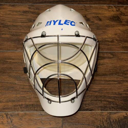 Vintage Mylec Street Inline Hockey White Plastic Goalie Mask Helmet 2 Sold as is