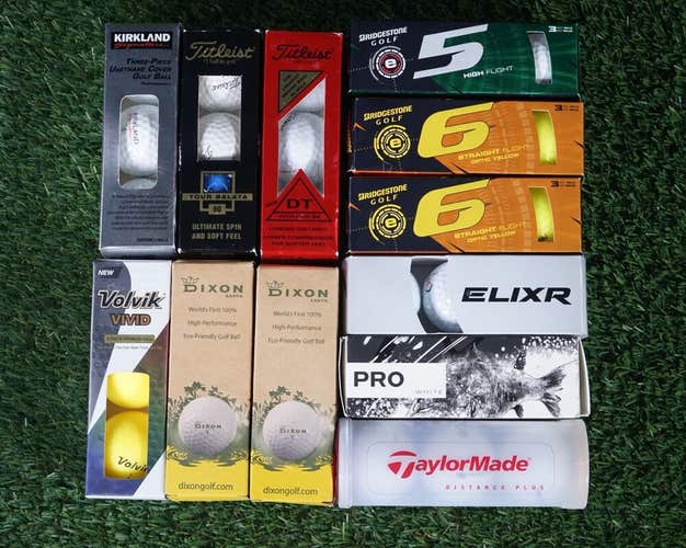 LOT OF 36 NEW GOLF BALLS, TAYLORMADE, TITLEIST, BRIDGESTONE, VISE + SLEEVED NOS!