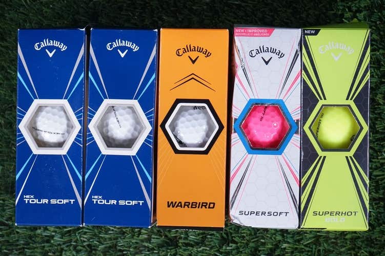 LOT OF 15 NEW CALLAWAY GOLF BALLS, HEX TOUR SOFT, WARBIRD, SUPERHOT ++ NIB, NOS!