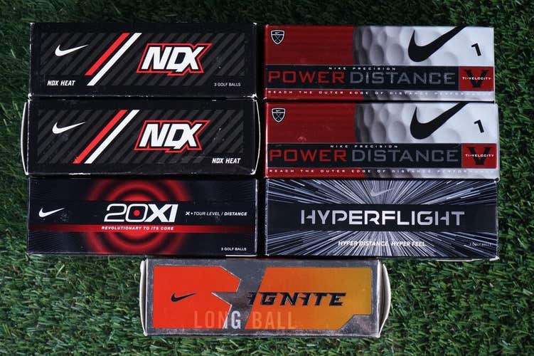 LOT OF 21 NEW NIKE GOLF BALLS, NDX, 20XI, IGNITE, HYPERFLIGHT ++ NIB, NOS!