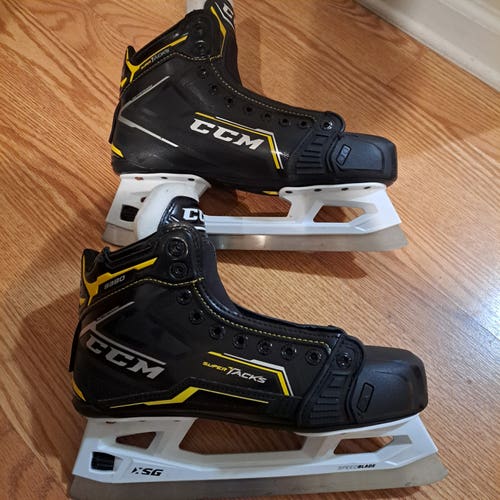 Used Senior CCM Super Tacks 9380 Hockey Goalie Skates Regular Width 9.5