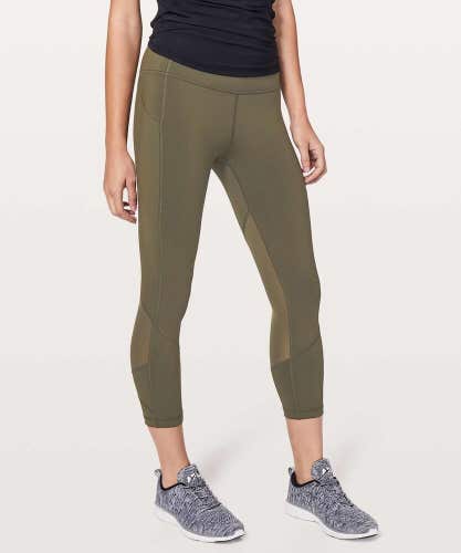 Lululemon Pace Rival Crop 22" Dark Olive Size 6 Yoga Gym Run Leggings Crop