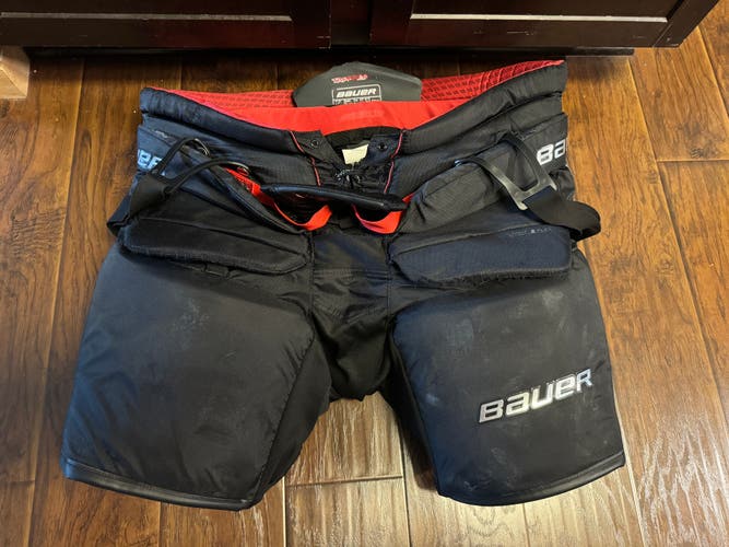 Bauer 2X Pro Goalie Pants with Suspenders and Custom PantSkinz Stripes