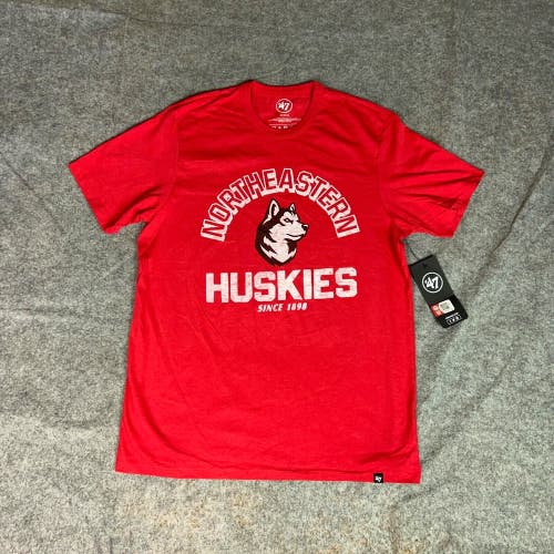 Northeastern Huskies Mens Shirt Medium Red White Tee T School Cotton Sports NCAA