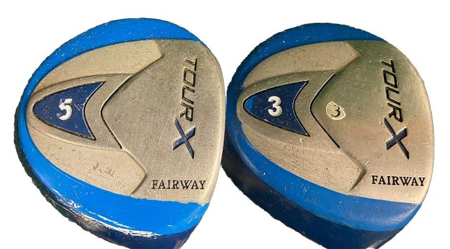 Tour X Golf Youth Fairway Wood Set 3W/17* 5W/21* RH Kids Graphite ~40" New Grips