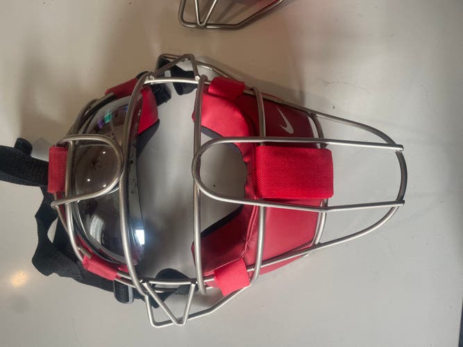 Nike catcher mask titanium red