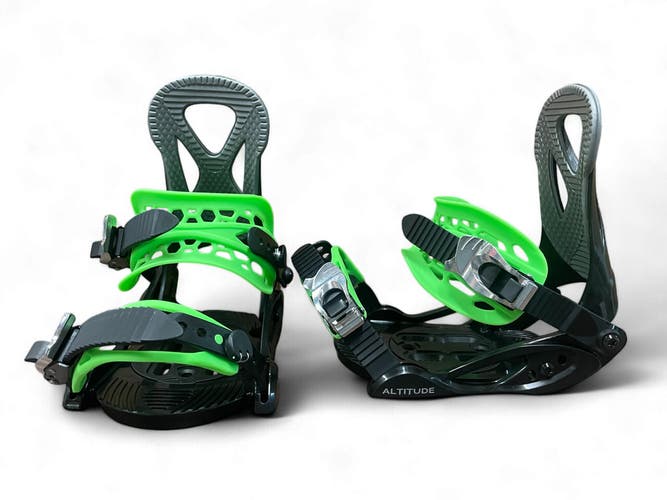 JR KIDS ​ALTITUDE "JR RIPPER" SNOWBOARD BINDINGS (BLACK/GREEN) SIZES 3-6