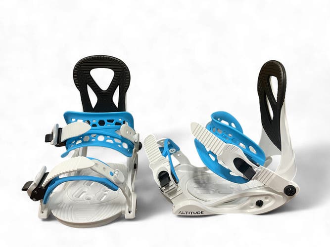 JR KIDS ALTITUDE "JR RIPPER" SNOWBOARD BINDINGS (SIZES 3-6) WHITE/BLUE