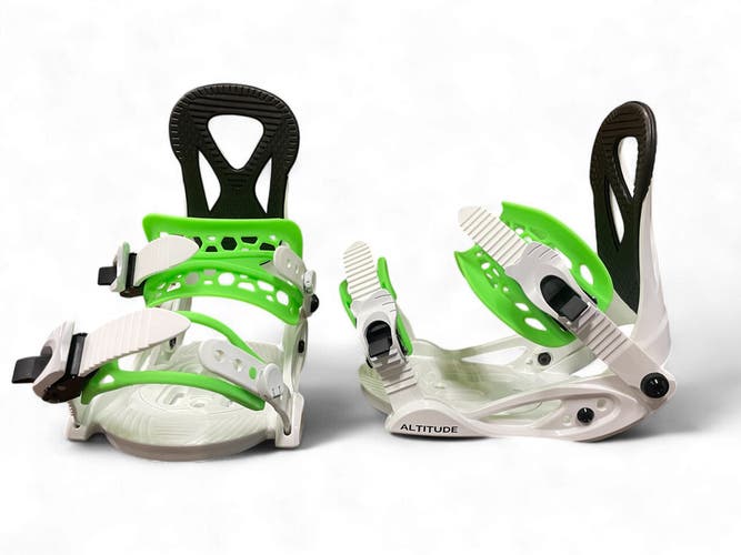 ​JR KIDS ALTITUDE "JR RIPPER" SNOWBOARD BINDINGS (SIZES 3-6) WHITE/GREEN