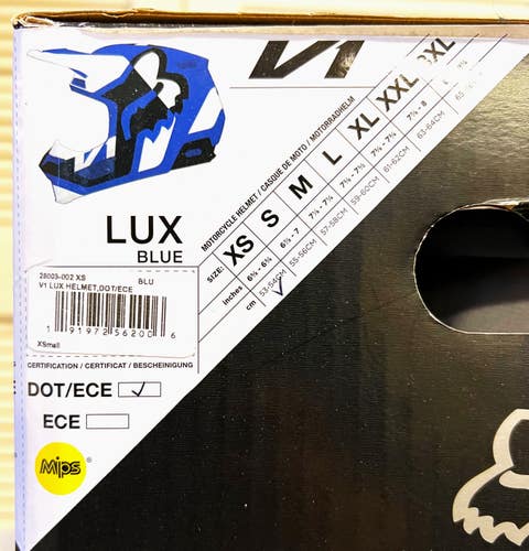 Fox LUX Blue Helmet Size XS (53-54 cm)