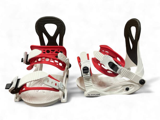 ​JR KIDS ALTITUDE "JR RIPPER" SNOWBOARD BINDINGS (SIZES 3-6) WHITE/RED