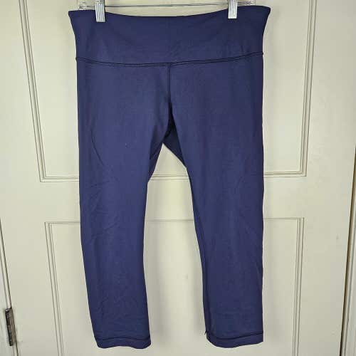 Lululemon Womens Wunder Under Crop Luxtreme Leggings Size 10 Navy Blue Workout