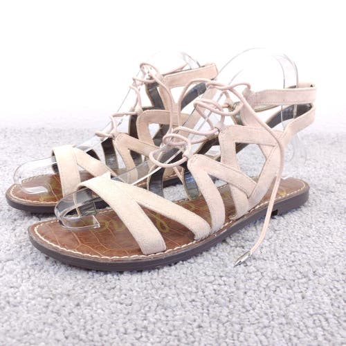 Sam Edelman Gemma Womens 9 Gladiator Sandals Taupe Suede Leather Lace Up Shoes