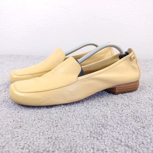 Anne Klein Slip On Loafers Womens 8.5 Shoes Beige Leather AK2 Block Heel