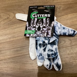 White New Adult Cutters Game Day Elite Gloves S/M