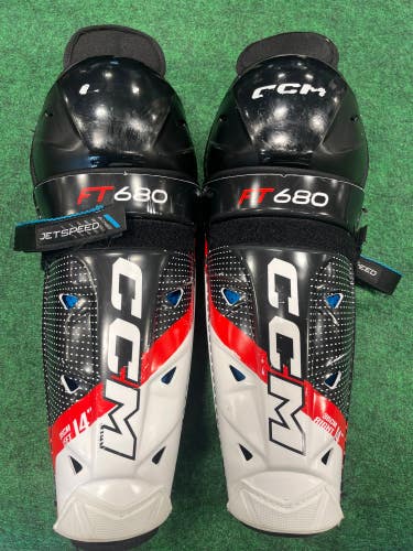 Used Senior CCM Jetspeed FT680 Shin Pads 14"