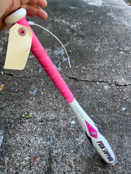 White Used Easton Pink Sapphire Bat (-10) Alloy 15 oz 25"