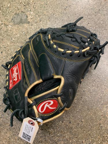 Black Used Rawlings Gold Glove Elite Right Hand Throw Catcher's Baseball Glove 32.5"