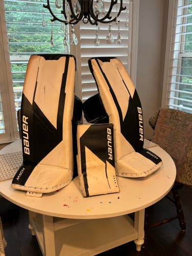 Used  Bauer  MACH Goalie Leg Pads and Blocker