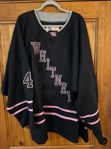 Pink Whitney Black Hockey Jersey Goalie Cut #4