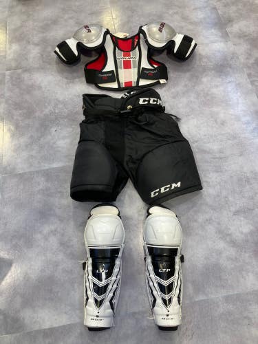 Used Youth Medium CCM/Bauer Starter Kit (Shoulder Pads, Pants, Shin Pads)