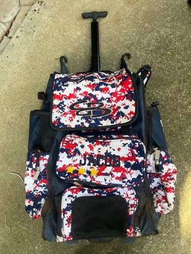 Red White & Blue Used Boombah Bags & Batpacks ROLLING Bat Pack