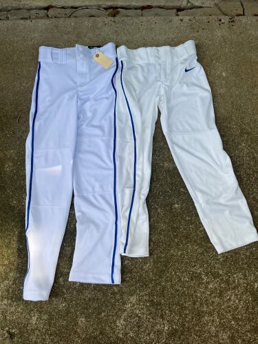 Bundle White Used Medium Youth Men's Champro Game Pants Triple Crown Open Bottom & Nike Pants