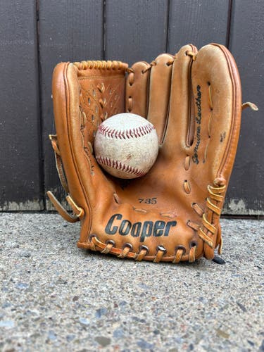 Vintage Cooper 735 Leather Baseball Glove - Genuine Leather, Well-Worn Patina