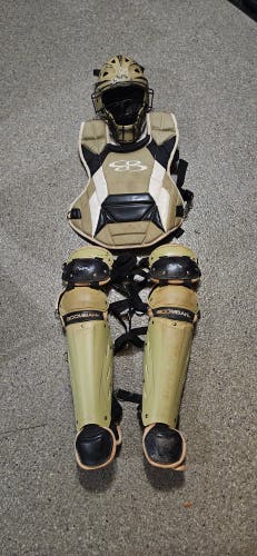 Used Boombah Defcon vegas gold and black Catcher's Set