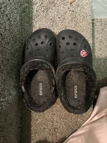 Black Furry Crocs