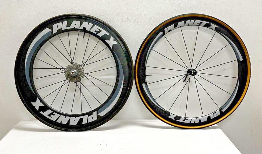 Planet-X 50/82mm 10-Speed Aero Carbon 24/16-Bladed Spoke Tubular 700C Wheelset