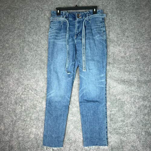 Holister Womens Jeans 5 Juniors Blue Denim Mom High Rise Crop Curvy Belted Pant