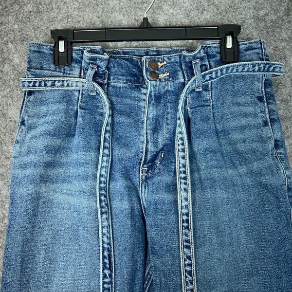 Holister Womens Jeans 5 Juniors Blue Denim Mom High Rise Crop Curvy Belted Pant