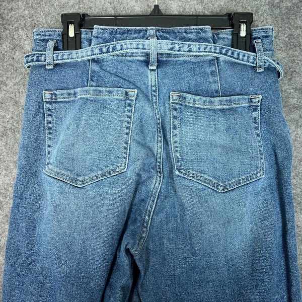 Holister Womens Jeans 5 Juniors Blue Denim Mom High Rise Crop Curvy Belted Pant