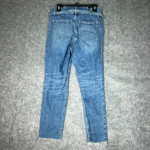 Holister Womens Jeans 5 Juniors Blue Denim Mom High Rise Crop Curvy Belted Pant