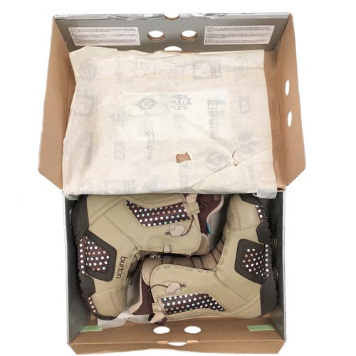 NEW Burton Emerald Womens Snowboard Boots! Size US 5 Euro 35  Tan With Brown Polka Dots