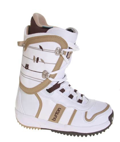 NEW Burton Lodi Womens Snowboard Boots! White with Birds  Size 4 Euro 34