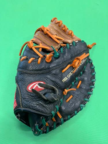 Black Used Rawlings Renegade Right Hand Throw First Base Baseball Glove 12"