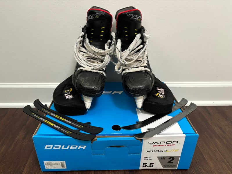 Bauer Vapor HyperLite Hockey Skates - Fit 2 Size 5.5 - Includes 2 sets of blades