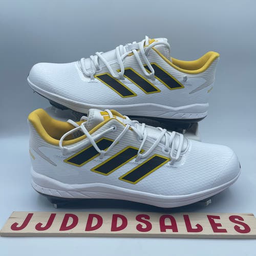 Adidas Adizero Baseball Metal Cleats White Yellow Brown Padres GX5836 Men’s Sz 9  New