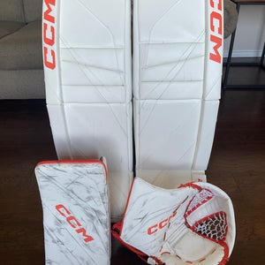 Nearly New CCM EFLEX 6 Goalie Pads, Glove, & Blocker Set - 35+1
